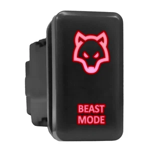 BEAST MODE - Red Backlit Tall Push In Switch 1.54"x 0.83" (Fit: Toyota) - Picture 1 of 6