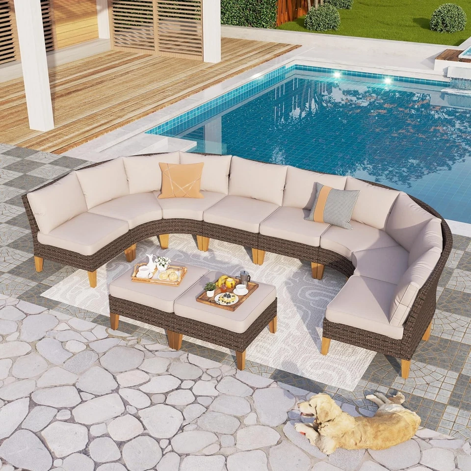 Polyrattan Gartenmöbel Sitzgruppe Gartenset Lounge Garnitur Set 10 Sitze - Bild 1 von 4