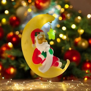 Christmas LED Lighted Blow Mold Outdoor Decor Santa On the Moon With List 22.5” - Picture 1 of 8