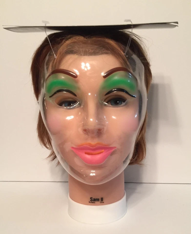 ADULT CLEAR TRANSPARENT YOUNG FEMALE FACE MASK HALLOWEEN COSTUME MR139017 - Image 1 of 3