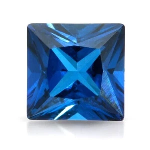 Blue Sapphire Princess Cut Square Shape Gemstone Handmade Gemstone AAA+ Quality - Picture 1 of 4