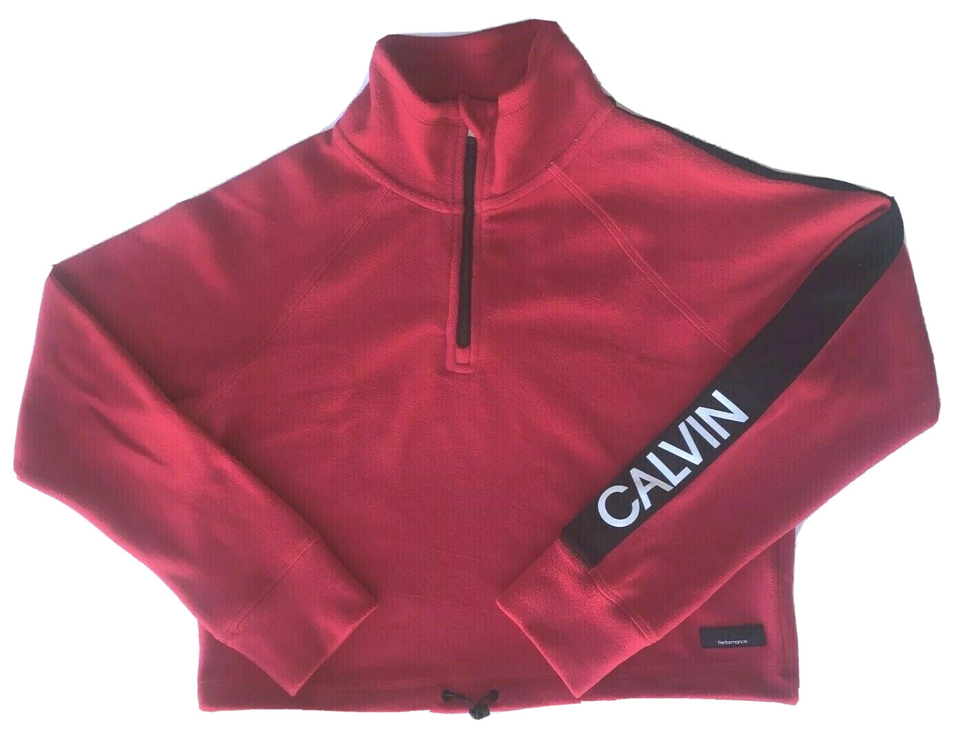 Zip Cropped Sweatshirt , Red 