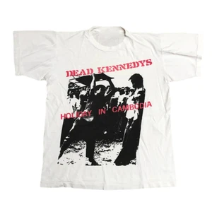 Camisa blanca vintage 1980 Dead Kennedys vacaciones en Camboya algodón S-5XL J633 - Imagen 1 de 3