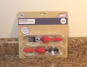 Disney Store Marvel Spider-Man set posate forchetta e cucchiaio con custodia NUOVO - Foto 1 di 2