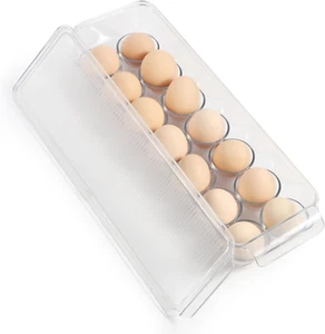 Egg Container for Refrigerator,Plastic Egg Holder 14 Count,Egg Storage Container - Picture 1 of 7
