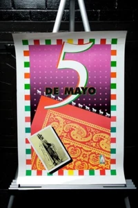 Vtg 1980's "5 de Mayo" INEHRM Mexican Poster Laminated Mexican Revolution Fiesta - Picture 1 of 2