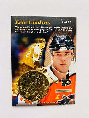 1996-97 Pinnacle Mint Hockey Card With EMBEDDED BRASS COIN #12 Eric Lindros - Image 1 of 4