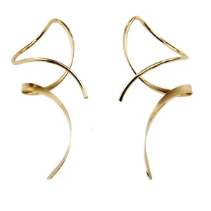 Earrings for Women Spiral threader earrings 14K gold earrings hand bent dangle - Picture 1 of 6