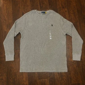 Polo Ralph Lauren Men's Long Sleeve Sweater Gray Cotton Logo Stretch Size XL - Picture 1 of 3