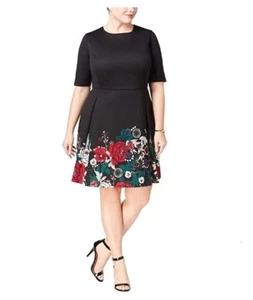 Vestido Charter Club Talla L Estampado Floral Dobladillo Manga Corta Vestido Ajustado y Acampanado NUEVO - Imagen 1 de 12