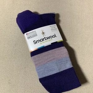 NWT Smartwool Women's Size M Medium 7-9.5 Cushion Crew Socks Stripe Purple - Picture 1 of 9