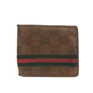GUCCI Ssima Sherry Line GG Logo Leather Bifold Wallet Brown/8BE0986 - Picture 1 of 8
