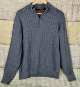 IZOD Men’s Stratton Knit 1/4 Zip Sweater 100% Cotton In Heather Blue XL - Jordan - Picture 1 of 20