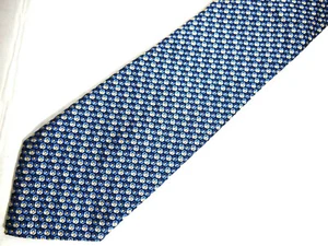 7 Downie St Mens Necktie Tie Blue White Yellow Geometric Italy 60" - Picture 1 of 5