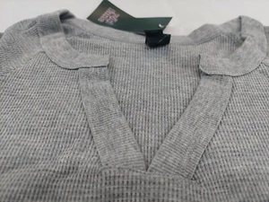 Wild Fable T shirt Womens XS extra small gray grey Crop Long Sleeve V-Neck Top - Picture 1 of 6