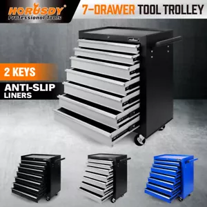 HORUSDY 7 Drawer Tool Box Trolley Cabinet Storage Cart Garage Toolbox Organiser - Picture 1 of 15