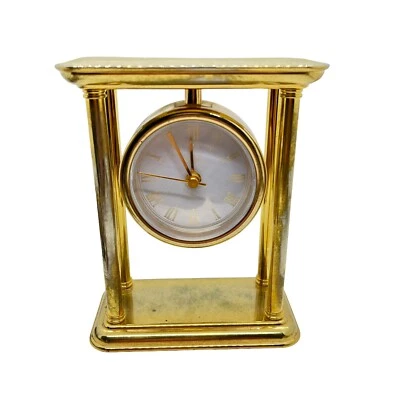 Bulova Quartz Table Clock Distressed Brass Finish Working Desk Decor - Image 1 of 4