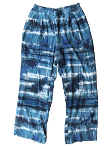 Wide Leg Pants FIFTEEN TWENTY Boho Hippy Tie Dye Festival Blue Womens Large NWT - Picture 1 of 13
