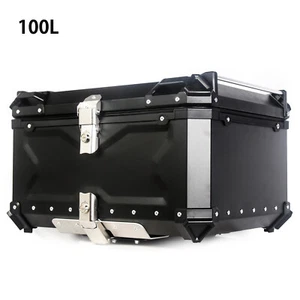 1x 100L Universal Motorcycle Rear Top Luggage Storage Trunk Box With Keys - Picture 1 of 10