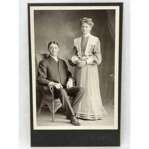1800s Victorian FW Sander Monee IL Wedding Photo Couple Vintage Photograph - Picture 1 of 4