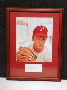 HALL OF FAMER PHILLIES JIM BUNNING AUTOGRAFO TAGLIATO CON FOTO INCORNICIATA - Foto 1 di 3