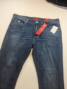 Guess Vermont Slim Fit Straight Leg Biru Wash Stretch Mens Jeans 36x32 Blue($89) - Picture 1 of 17