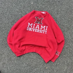 Sudadera pulóver mediana roja cuello redondo bordada de la Universidad de Miami para hombre - Imagen 1 de 5
