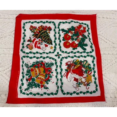 Papá Noel Campanas Velas Navidad Bandana Algodón Poliéster Hecho en EE. UU. De Colección Foto 1 de 4