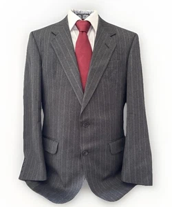 Giacca blazer vintage firmata DAKS uomo taglia UK 38R 100% lana grigio gessato - Foto 1 di 17