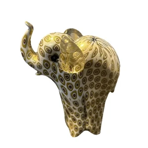 LENOX Millefiori Bastones-Dorado Lutz Tronco Decorado Hacia arriba Vidrio Elefante Estatuilla - Imagen 1 de 6