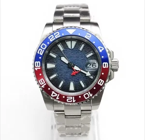 Herren Custom Uhr Seiko NH35 Uhrwerk rote / blaue Lünette 41mm  - Bild 1 von 4
