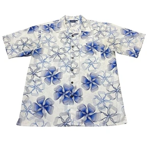 Y2K Sideout Men's Hawaiian Shirt Short Sleeve Blue White Floral Size Medium - Picture 1 of 6