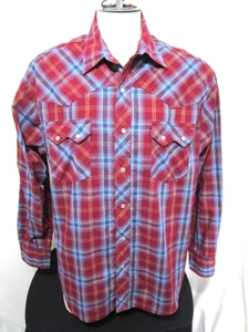 Wrangler Red & Blue Plaid Pearl Snap LS Western Shirt Men Sz XL - Picture 1 of 8