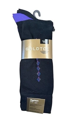 Meias sociais Gold Toe rayon mistura de bambu 3 pares sapato tamanho 6-12.5 - Imagem 1 de 2