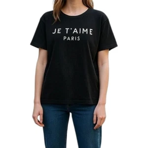 Mia Joy Joyfolie Womens Black Je T' aime Paris Graphic Tee Shirt Size XS NWT $58 - Picture 1 of 10
