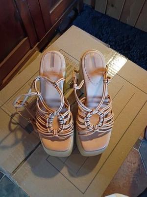 SAM EDELMAN Gia Platform Strappy Heel Sandals - Natural Sand - Size 6.5M New - Image 1 of 4