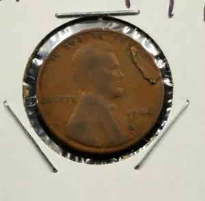 1944 p 1c Lincoln Wheat Cent Penny Coin Laminated Planchet Error WW2 ERA - Picture 1 of 4