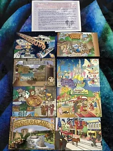 Kompletter Satz Disneyland 2004 Mickey’s All American Festival 8 Postkarten ohne Pin RAR! - Bild 1 von 3