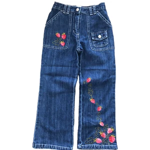 Gymboree vintage 2003 STRAWBERRY PATCH embroidered FLARE JEANS size 6 EUC - Picture 1 of 1