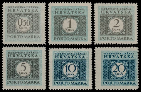 ✔️ CROATIA 1942 - POSTAGE DUE - SC. J20/J25 ** MNH OG [CRP011] Cover