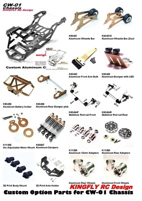 Piezas de aluminio amortiguador/parachoques/barra de ruedas para lonchera Tamiya CW-01/calabaza medianoche Foto 1 de 2