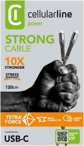 cellularline power strong cable usb-c > USB C charge data 120 cm renforcé kevlar - Photo 1 sur 3