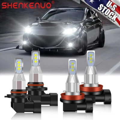 4x LED Headlights Combo Kit High Low Beam For Mazda 3 2010 - 2018 Mazda3 Sport - Image 1 of 4