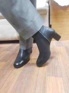 Superb Premium Black Leather Women's Handmade Boots Zipper Heels Boot - Picture 1 of 11