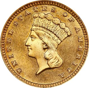 1884 Gold Dollar - Type 3 G$1 NGC MS67 (CAC) - Picture 1 of 4