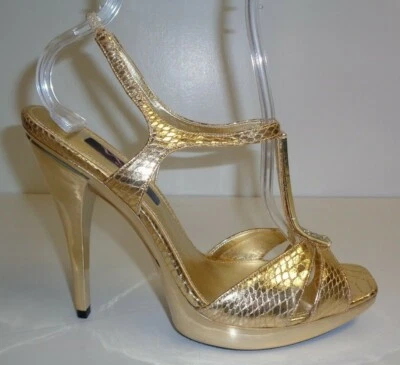 Sandalias de plataforma Nina talla 8,5 M LIZBET de cuero dorado con tira trasera nuevos zapatos para mujer Foto 1 de 4