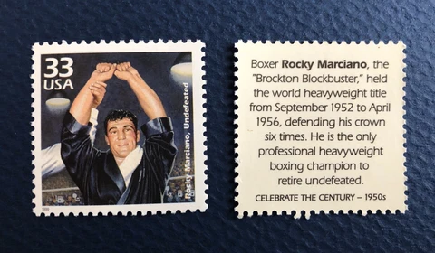 Boxer Rocky Marciano, Boxing, Genuine US Postage Stamp!  MINT!! Cover
