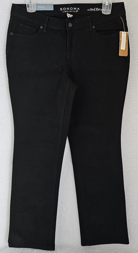 Pantalones de mezclilla para mujer Sonoma talla 12S 12 Petite tiro medio rectos NUEVO Foto 1 de 4