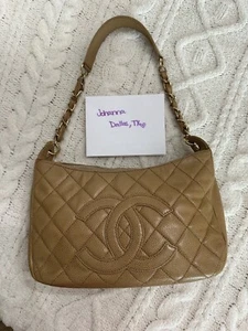 CHANEL Caviar Quilted Timeless CC Beige Leather Shoulder Bag - Picture 1 of 12