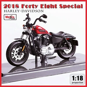 Maisto 1:18 Harley Davidson 2018 Forty Eight Special Motorcycle Model Red Toy - Picture 1 of 16